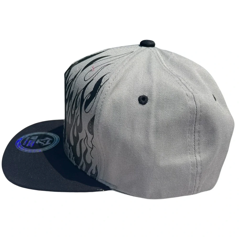 Top Level Ben Franklin Gray Flames SnapBack Money Dollar Bill Hat/Cap  NWT